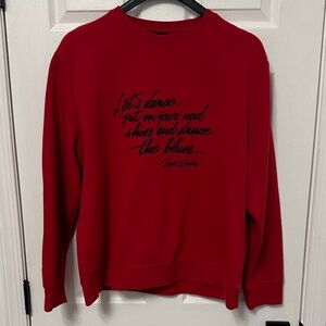 H&M Red Crewneck Sweater with Graphic Text